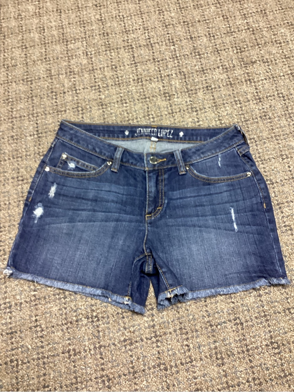 Jennifer Lopez Distressed Raw Hem Blue Denim Shorts * Size 2